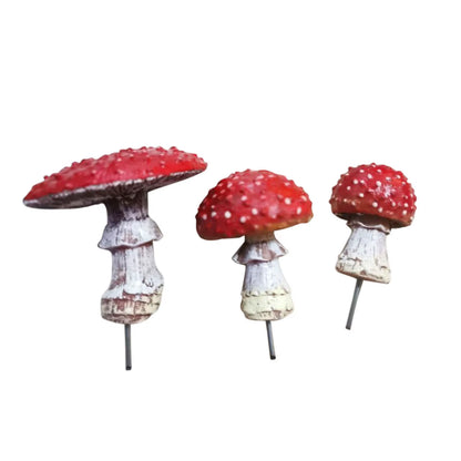 3PCS Fairy Garden Miniatures Mini Mushroom Garden Decoration Resin Mushroom Glow in the Dark Craft Landscape Mushroom Statue