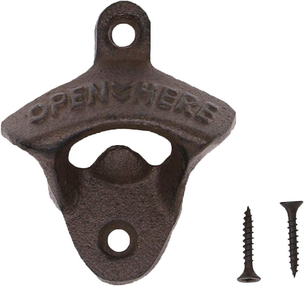 Wall Mounted Bottle Opener Rustic Farmhouse Cast Iron with Screws by  - 1 Pack (Rust-1 Pack)