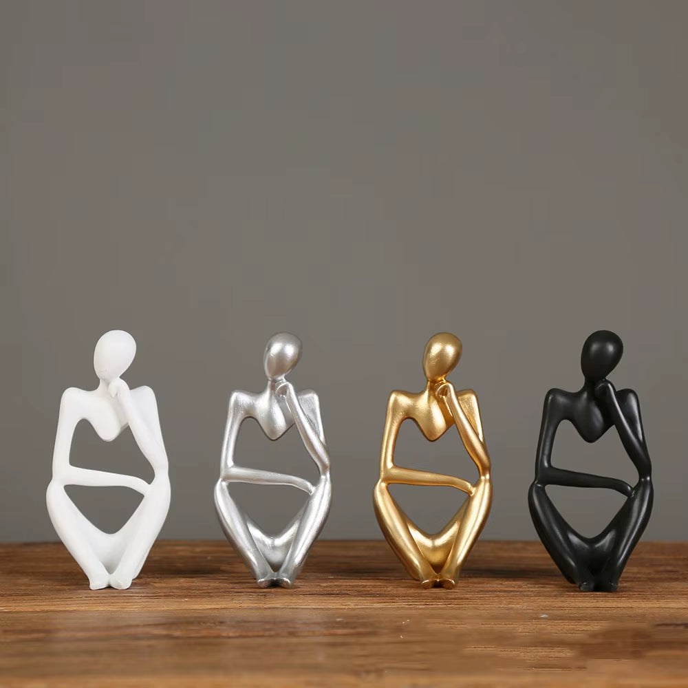 Minimalist Abstract Thinker Statue Resin Sculpture Miniature Figurines Character Ornaments Office Home Decoration Accessories