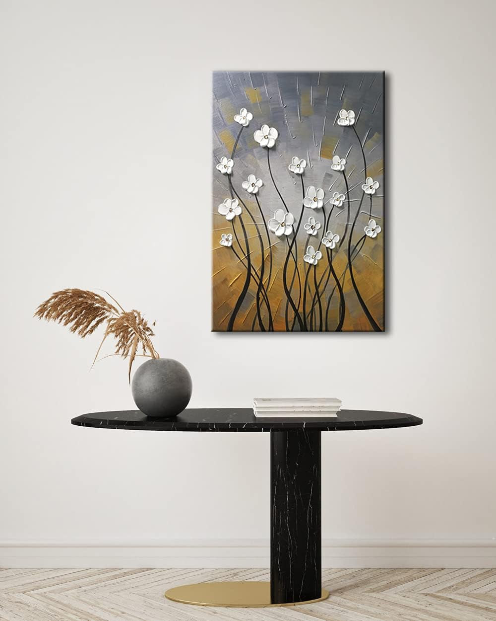 Morning Dancing 100% Hand Painted Oil Paintings Abstract Canvas Wall Art Modern Stretched Flowers Artwork Ready to Hang for Living Room Home Decorations and Wall Decor