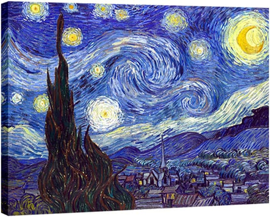 Starry Night Canvas Print of Van Gogh Oil Paintings Reproduction Modern Canvas Print Artwork Abstract Landscape Pictures Printed on Canvas Wall Art for Home Office Decorations