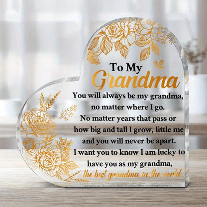 Acrylic Heart Shaped Plaque, 1/12Pcs to My Grandma Plaque Gift, Desk Decorations, Gift for Women, Centerpieces Decorations