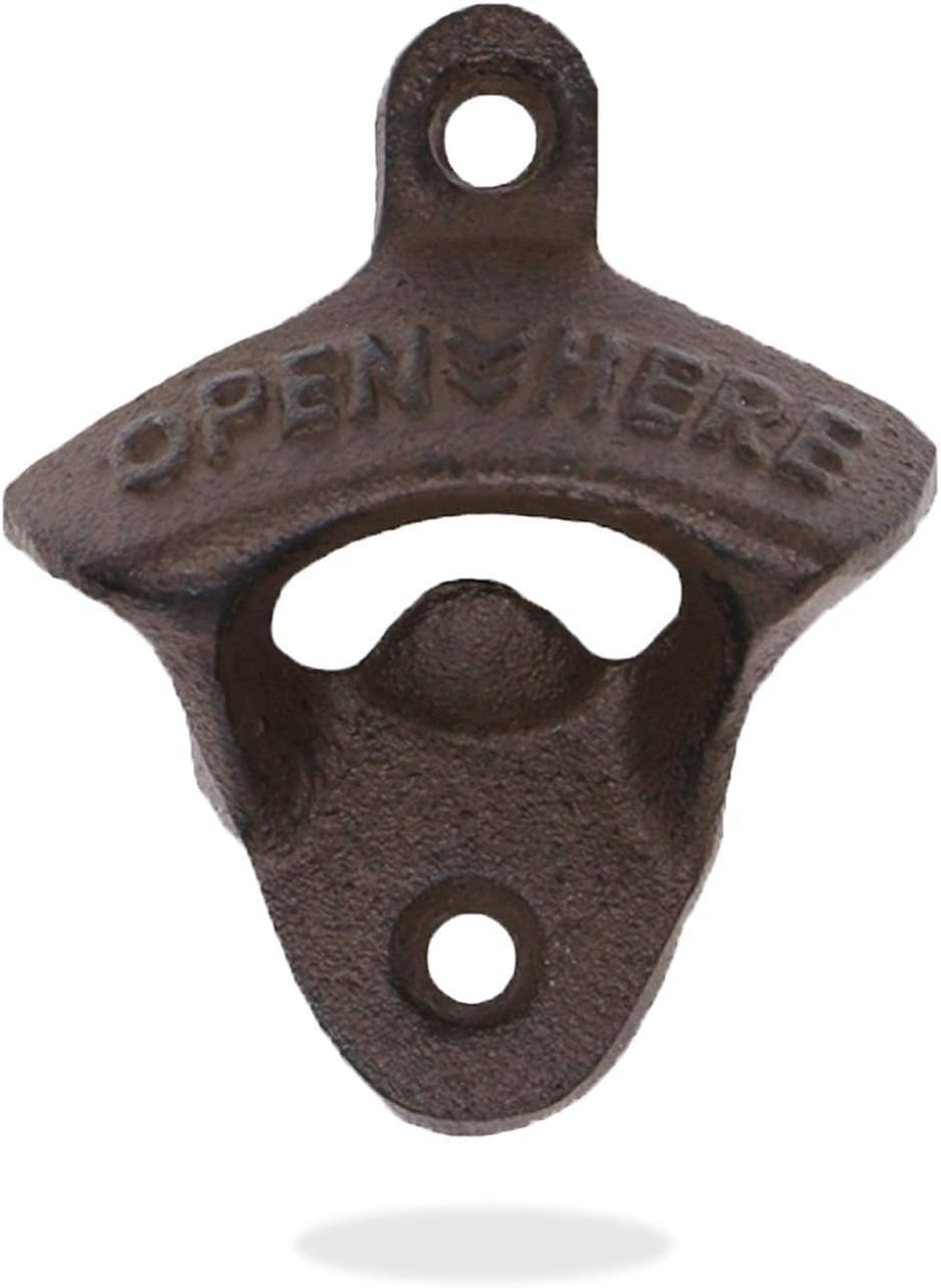 Wall Mounted Bottle Opener Rustic Farmhouse Cast Iron with Screws by  - 1 Pack (Rust-1 Pack)