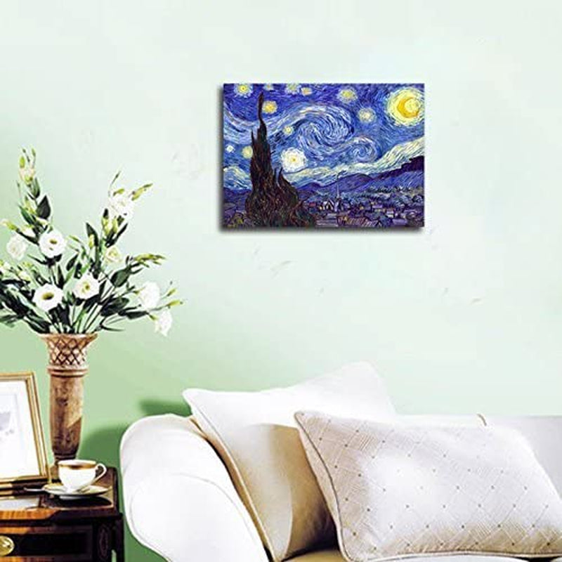 Starry Night Canvas Print of Van Gogh Oil Paintings Reproduction Modern Canvas Print Artwork Abstract Landscape Pictures Printed on Canvas Wall Art for Home Office Decorations