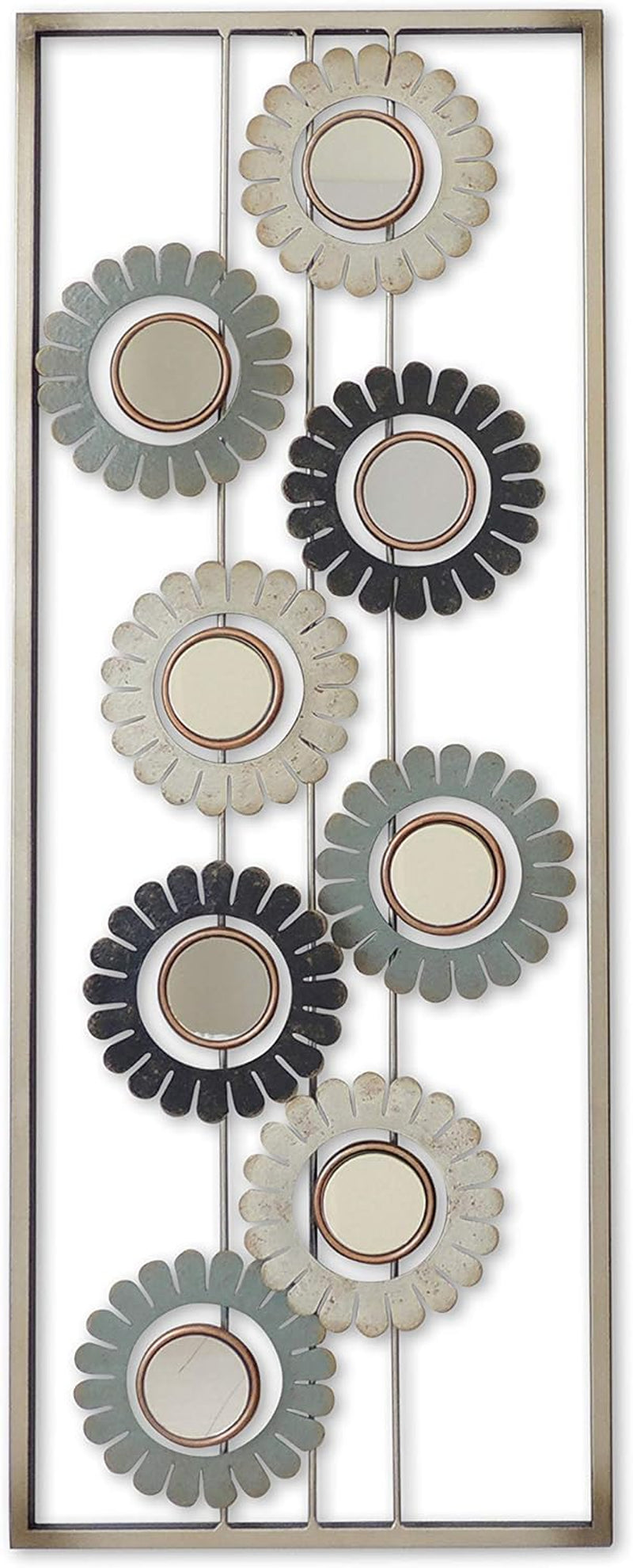 New Modern Chic Aluminum/Metal Wall Decor Frame 12"X30" (Hollow Flowers Mirrors)