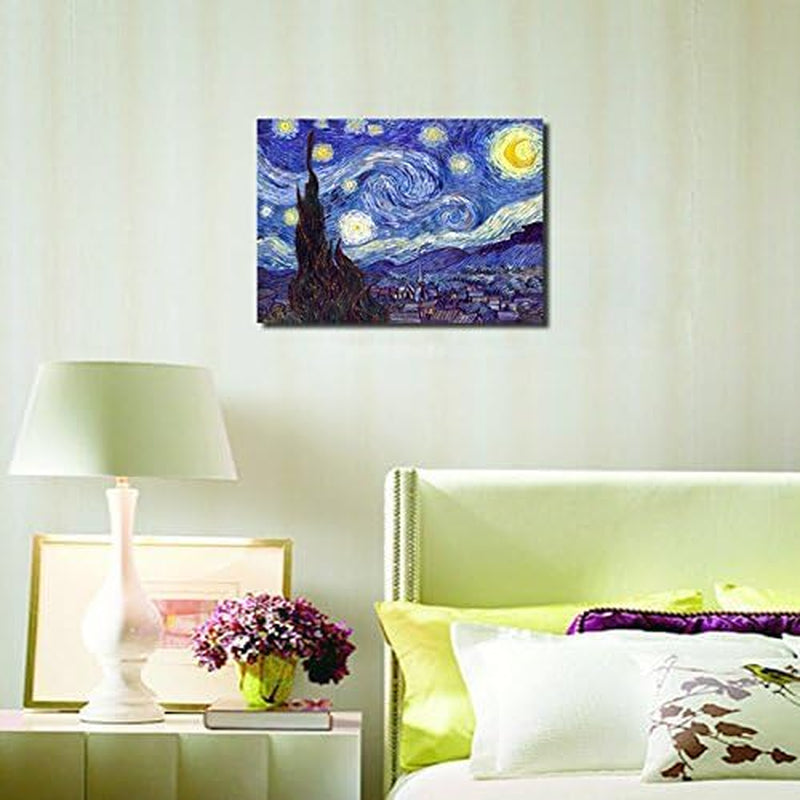 Starry Night Canvas Print of Van Gogh Oil Paintings Reproduction Modern Canvas Print Artwork Abstract Landscape Pictures Printed on Canvas Wall Art for Home Office Decorations