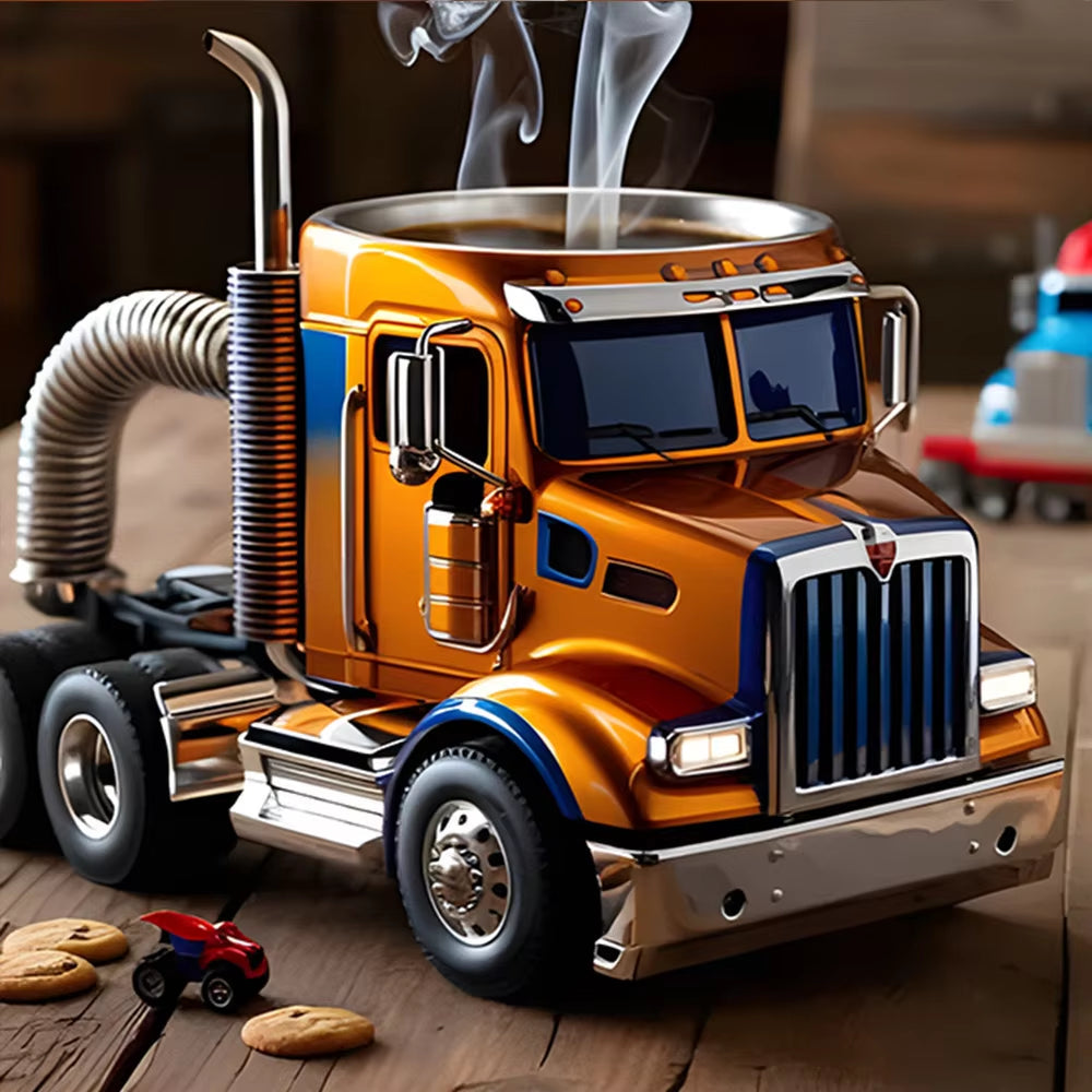 1PCS Creative Truck Design Coffee Mug 11 Ounces Semi-Trailer Water Cup Desktop Home Kitchen Semi Truck Coffee Cup Ornament