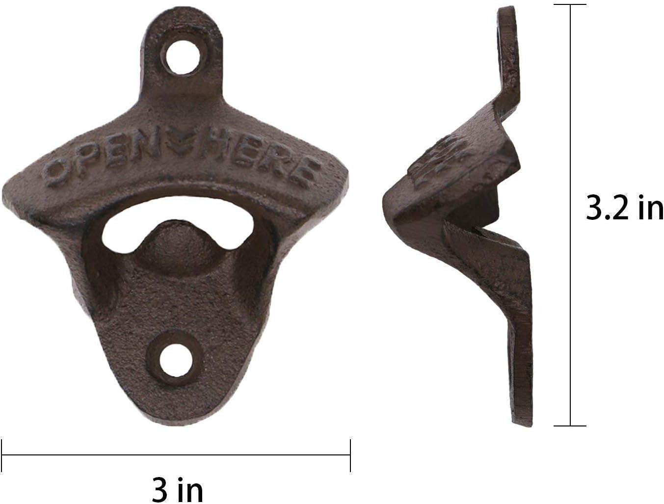 Wall Mounted Bottle Opener Rustic Farmhouse Cast Iron with Screws by  - 1 Pack (Rust-1 Pack)