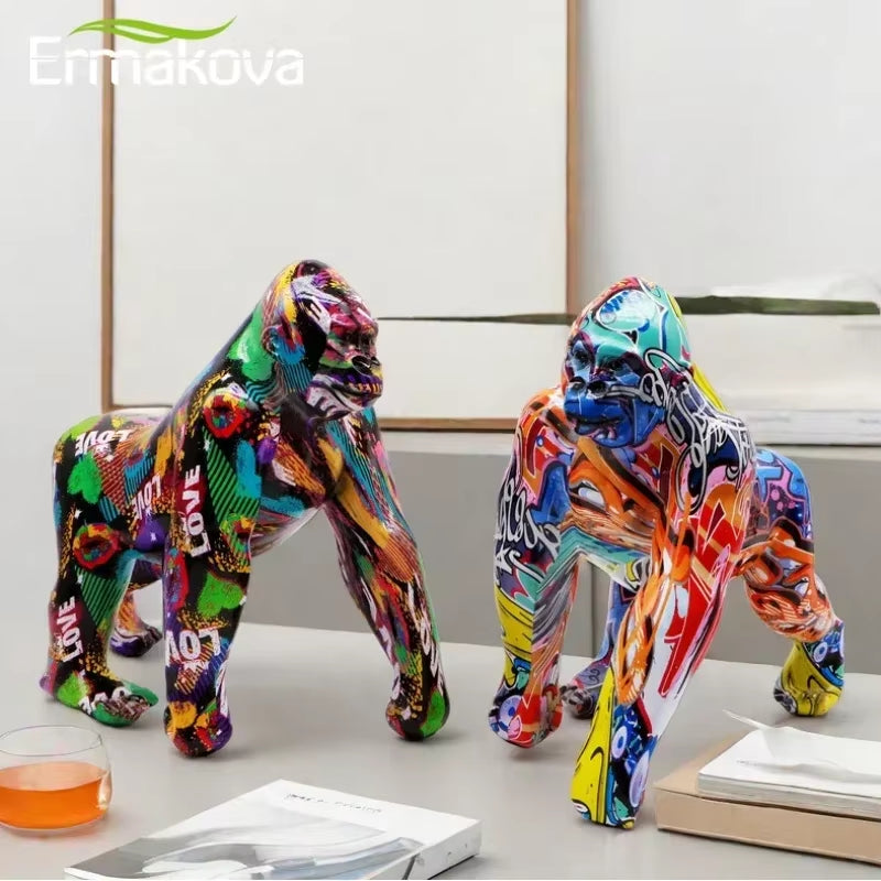 Creative Gorilla Sculpture New Room Decoration Baboon Ornament Abstract Figurine Modern Home Decor Animal Figures Gift