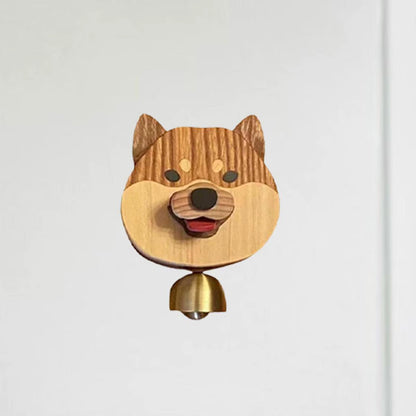 Wooden Shopkeepers Bell Shiba Inu Door Bell Wind Chime Hanging Ornament for Business Entrance for Entrance Fridge