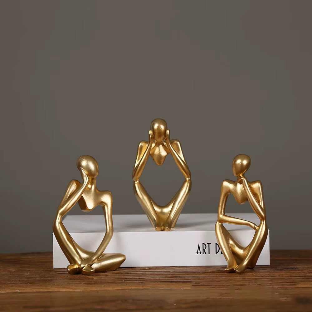 Minimalist Abstract Thinker Statue Resin Sculpture Miniature Figurines Character Ornaments Office Home Decoration Accessories