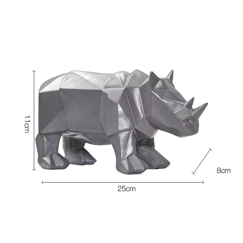 Resin Rhinoceros Elephant Statues Decoration Abstract Geometric Sculpture Animal Figurine Home Decoration Accessories Modern