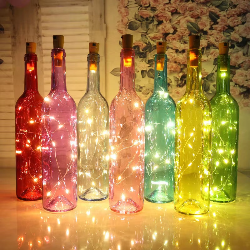 1Pcs 1M 2M LED String Lights Copper Wire Fairy Garland Bottle Stopper for Glass Craft Wedding Christmas Holiday Decoration