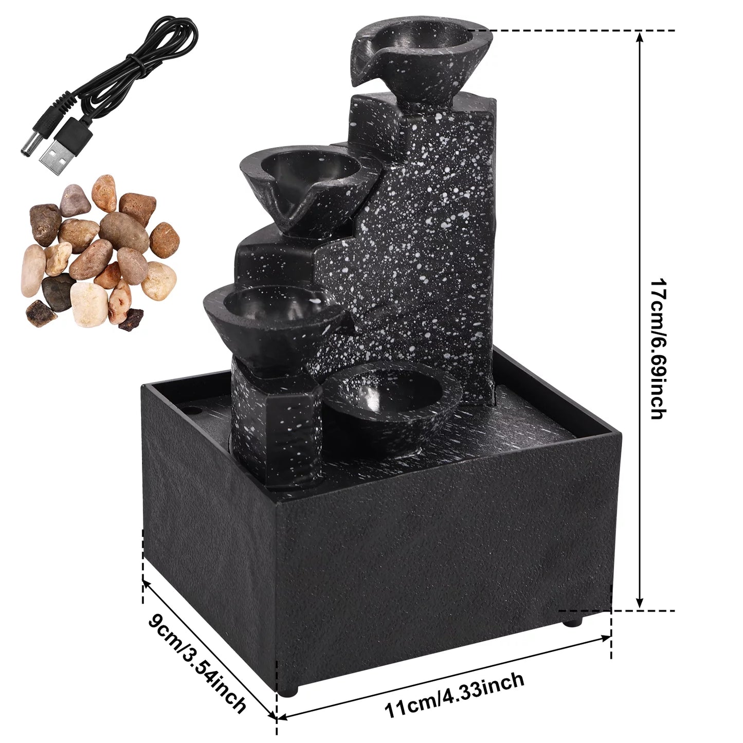 Indoor Tabletop 4-Tier Waterfall Fountain