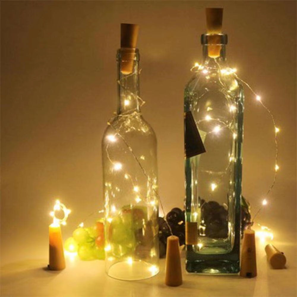 1Pcs 1M 2M LED String Lights Copper Wire Fairy Garland Bottle Stopper for Glass Craft Wedding Christmas Holiday Decoration