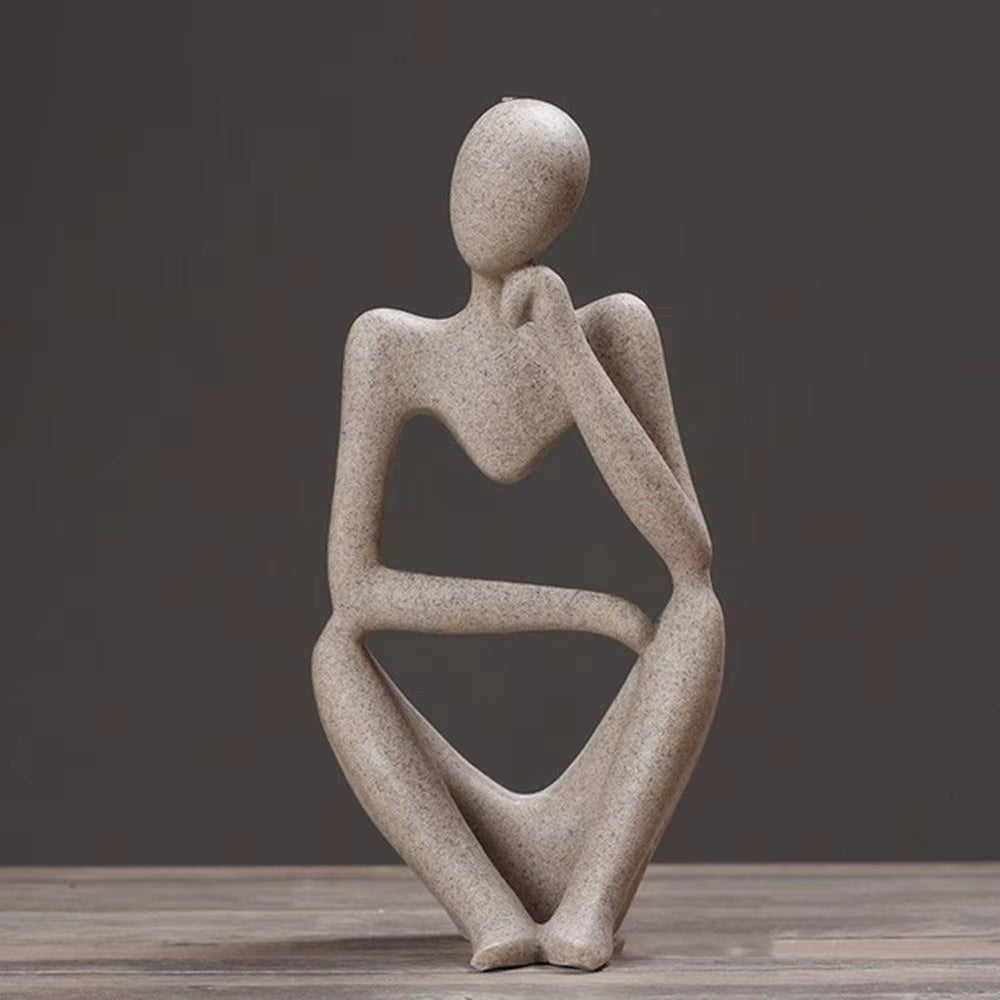 Minimalist Abstract Thinker Statue Resin Sculpture Miniature Figurines Character Ornaments Office Home Decoration Accessories