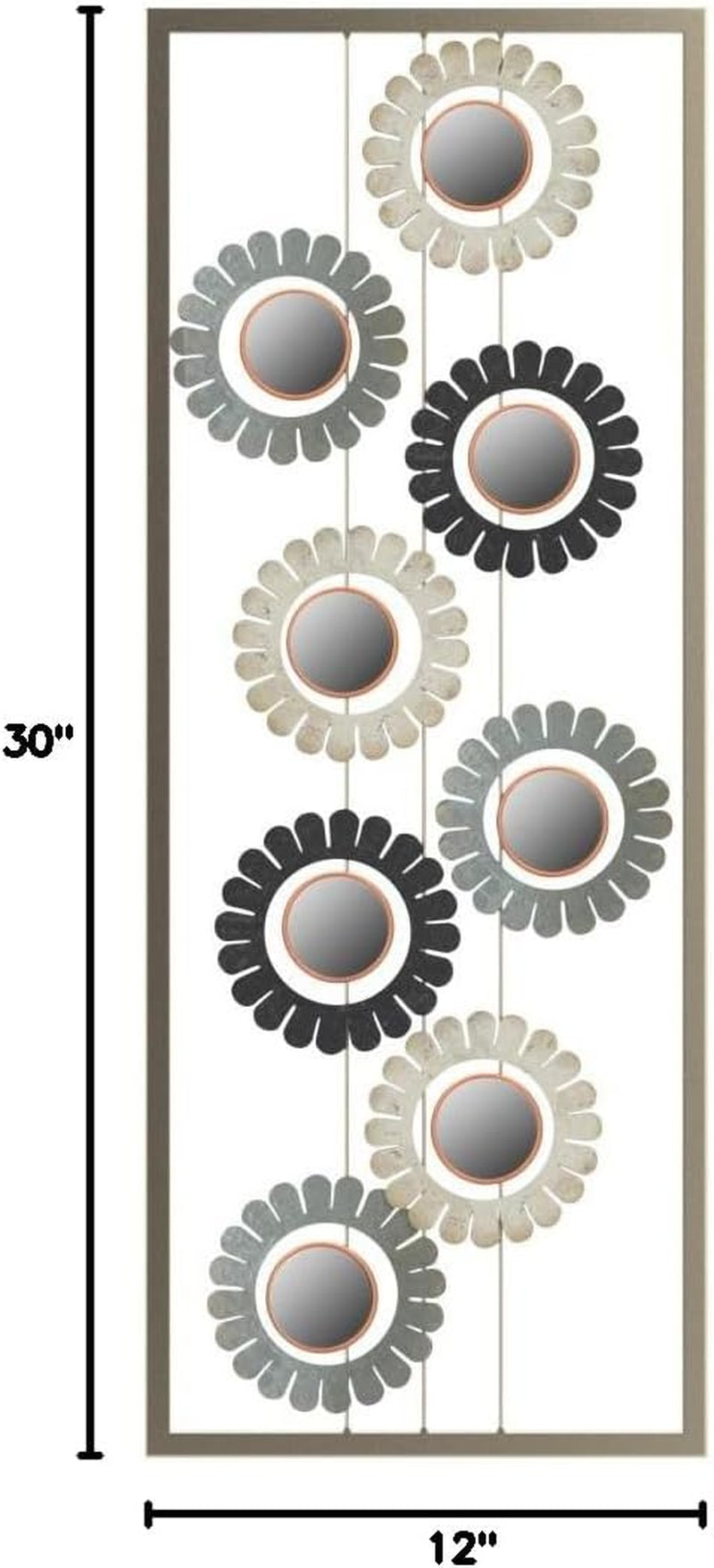 New Modern Chic Aluminum/Metal Wall Decor Frame 12"X30" (Hollow Flowers Mirrors)