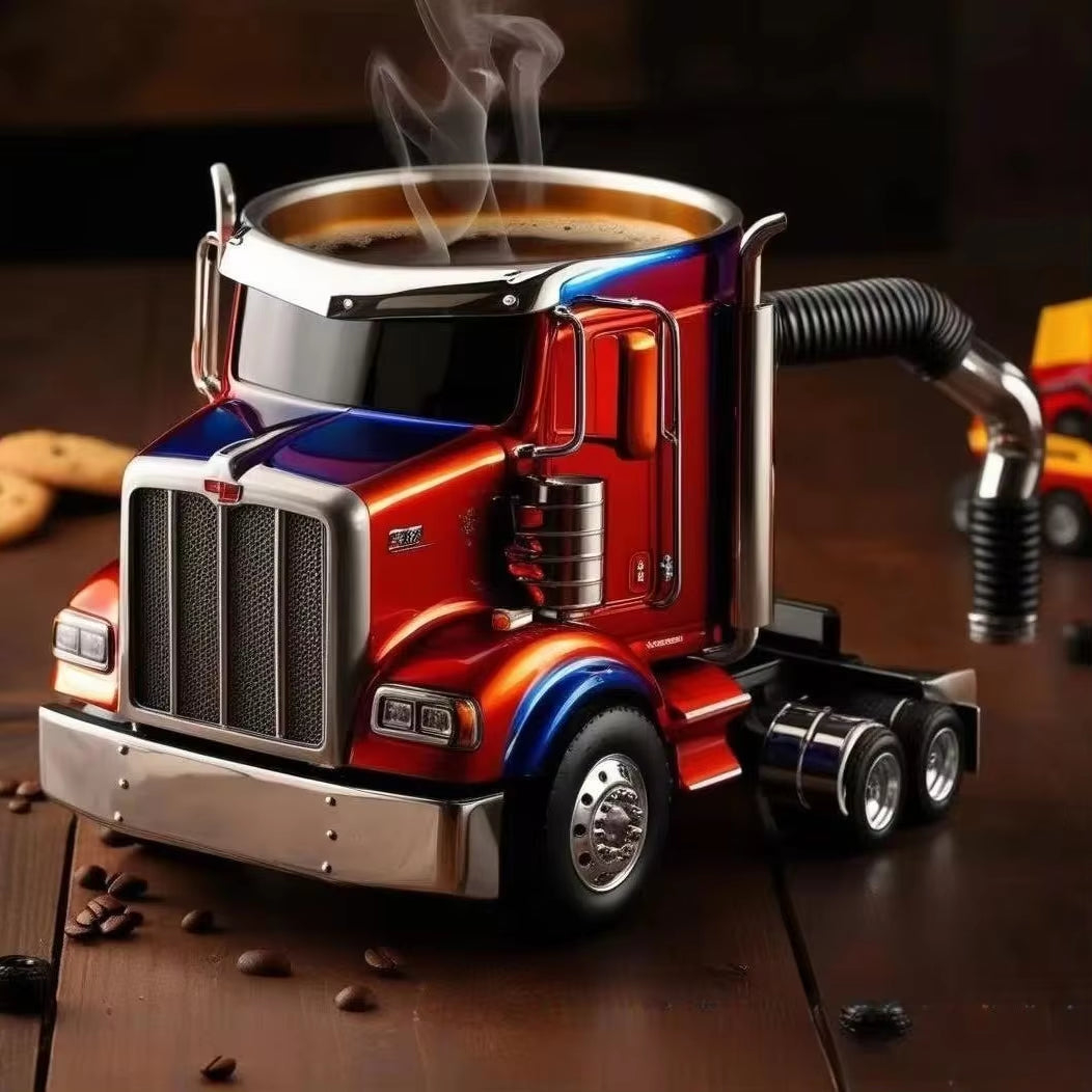 1PCS Creative Truck Design Coffee Mug 11 Ounces Semi-Trailer Water Cup Desktop Home Kitchen Semi Truck Coffee Cup Ornament