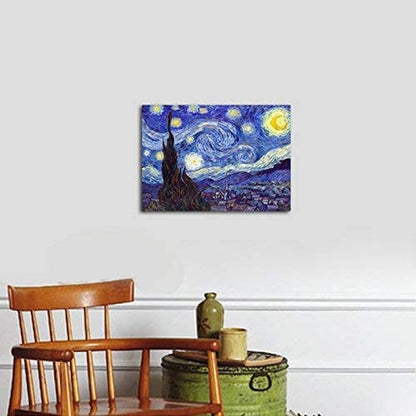 Starry Night Canvas Print of Van Gogh Oil Paintings Reproduction Modern Canvas Print Artwork Abstract Landscape Pictures Printed on Canvas Wall Art for Home Office Decorations