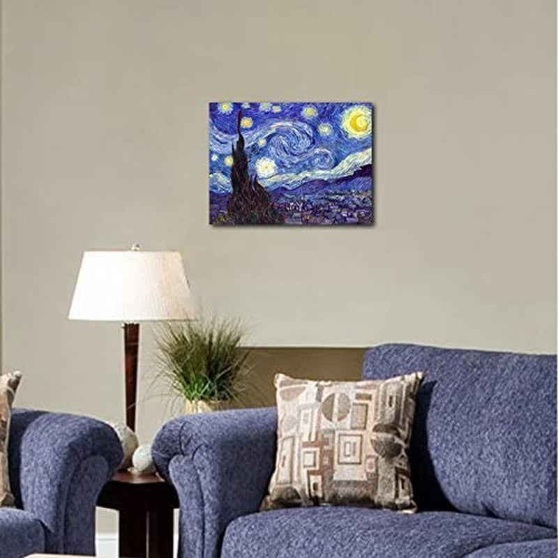 Starry Night Canvas Print of Van Gogh Oil Paintings Reproduction Modern Canvas Print Artwork Abstract Landscape Pictures Printed on Canvas Wall Art for Home Office Decorations