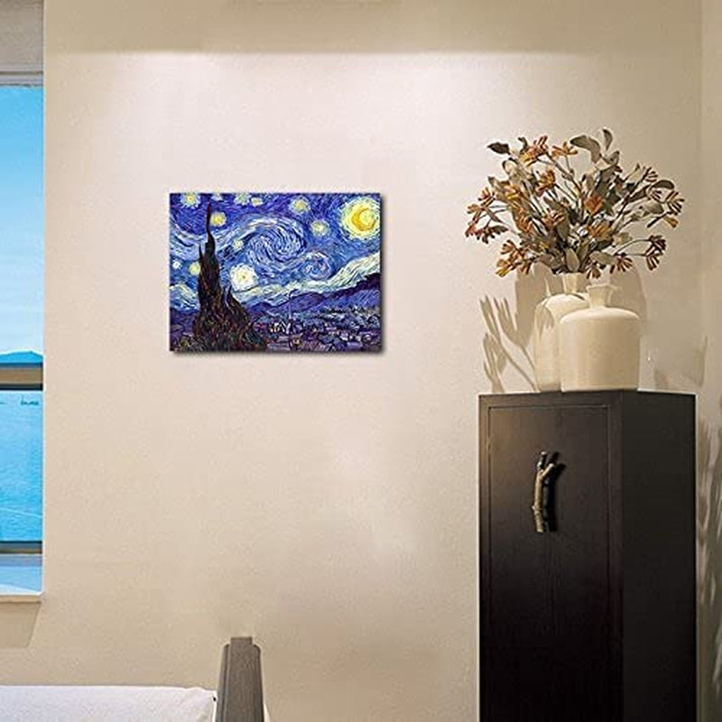 Starry Night Canvas Print of Van Gogh Oil Paintings Reproduction Modern Canvas Print Artwork Abstract Landscape Pictures Printed on Canvas Wall Art for Home Office Decorations