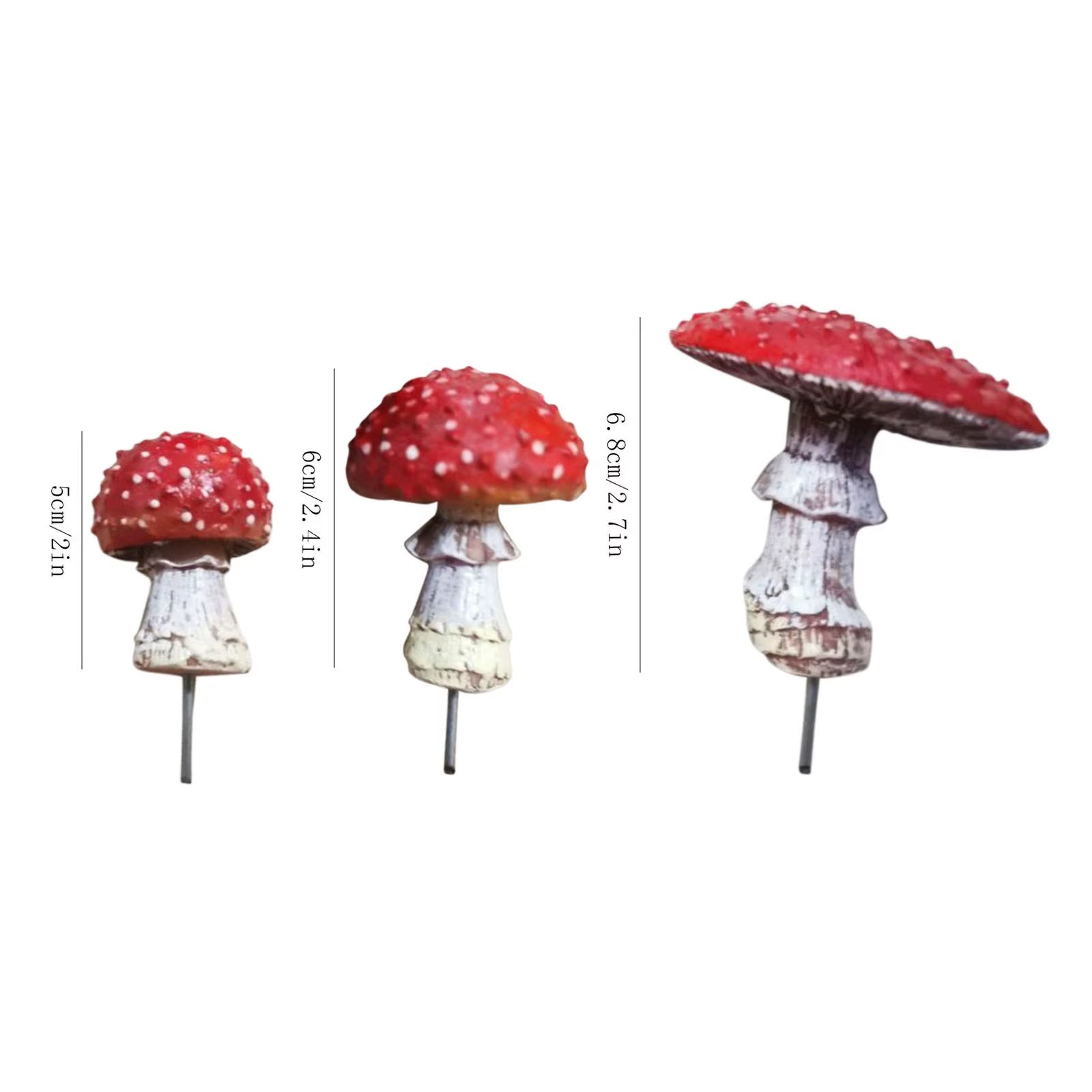 3PCS Fairy Garden Miniatures Mini Mushroom Garden Decoration Resin Mushroom Glow in the Dark Craft Landscape Mushroom Statue