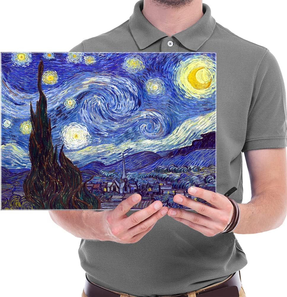 Starry Night Canvas Print of Van Gogh Oil Paintings Reproduction Modern Canvas Print Artwork Abstract Landscape Pictures Printed on Canvas Wall Art for Home Office Decorations